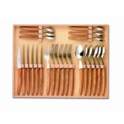 Coffret Hêtre Ménagère 24 Pièces Le Thiers® Manche Bois D'olivier
