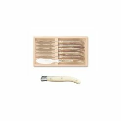 Coffret 6 Couteaux Individuels à Foie Gras Laguiole Mitre Inox Manche Nacrine Ivoirine