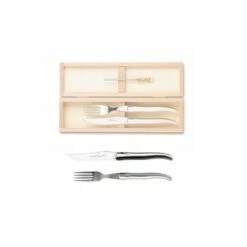 Coffret Hêtre 1 Couteau + 1 Fourchette Laguiole Plein Manche