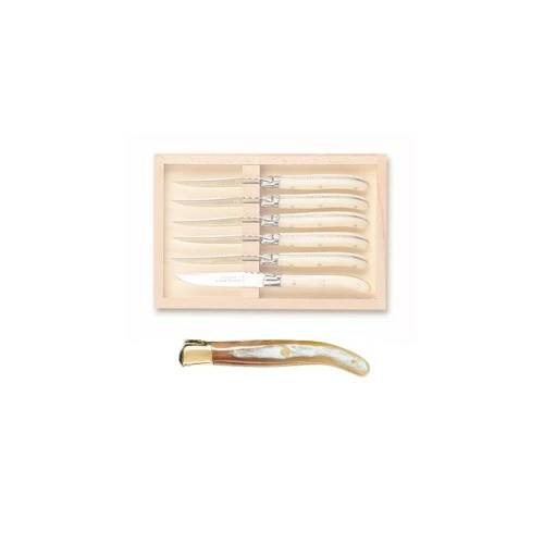 Coffret Hêtre 6 Couteaux à Dessert Laguiole Mitre Laiton 3 Coffret Hêtre 6 Couteaux à Dessert Laguiole Mitre Laiton