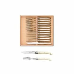 Coffret Hêtre 12 Pièces Laguiole Mitre Inox Manche Méthacrylate