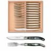 Coffret Bois 12 Pièces Laguiole Mitre Inox Manche Corne Noire -LA GRANDE COUTELLERIE Soldes coffret hetre 6 couteaux et 6 fourchettes super laguiole mitre inox manche nacrine ivoirine