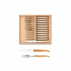 Coffret Hêtre 12 Pièces Laguiole Plein Manche -LA GRANDE COUTELLERIE Soldes coffret hetre 6 couteaux et 6 fourchettes super laguiole plein manche 1