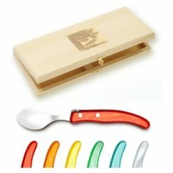 Coffret Hêtre 6 Cuillères à Café Berlingot Manche Nacrine Panachée