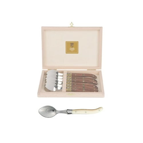 Coffret Hêtre 6 Cuillères à Entremet Laguiole Mitre Inox Manche Nacrine 3 Coffret Hêtre 6 Cuillères à Entremet Laguiole Mitre Inox Manche Nacrine