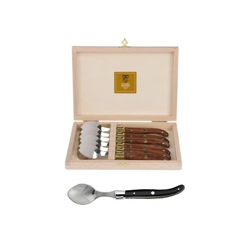 Coffret Hêtre 6 Cuillères à Entremet Laguiole Mitre Inox Manche Nacrine 4 Coffret Hêtre 6 Cuillères à Entremet Laguiole Mitre Inox Manche Nacrine – Image 2
