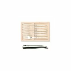 Coffret Hêtre 6 Fourchettes à Dessert Laguiole Plein Manche