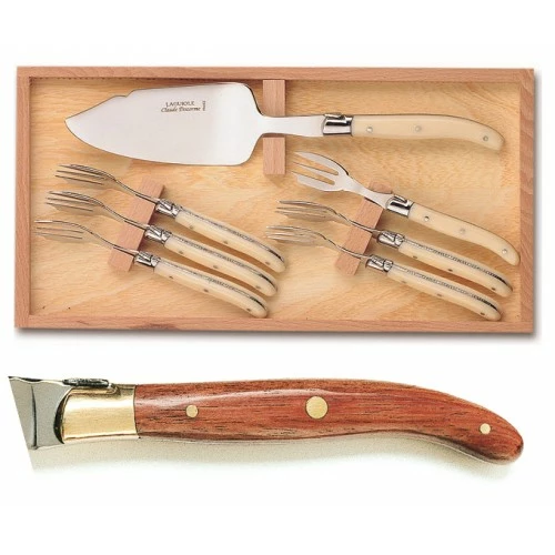 Coffret Hêtre 7 Pièces Dessert Laguiole Mitre Laiton 3 Coffret Hêtre 7 Pièces Dessert Laguiole Mitre Laiton