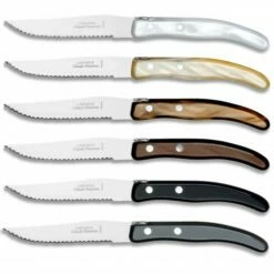 Coffret Hêtre Berlingot 6 Couteaux Et 6 Fourchettes Manche Nacrine Panachée -LA GRANDE COUTELLERIE Soldes coffret hetre berlingot 6 couteaux et 6 fourchettes manche resine 13