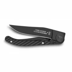Couteau De Poche Liner Lock Laguiole Lame Noire Manche Façon Carbone