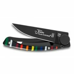 Couteau De Poche Liner Lock Le Thiers® Lame Noire Manche Bayadère Noir